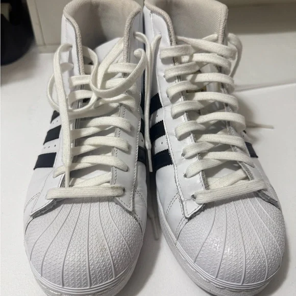 Adidas White and Black High-Top Sneakers